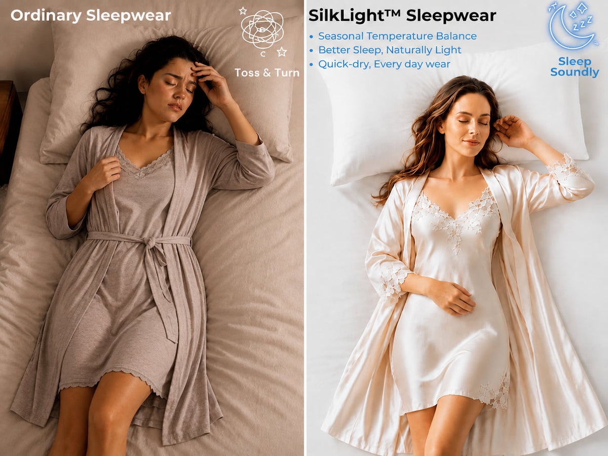 100% Mulberry Silk Spaghetti Strap Lace Nightgown & Robe Set - Detail 1