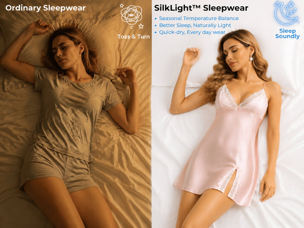 100% Mulberry Silk Nightgown Lace Trim Chemise with Side Slit - Detail 1