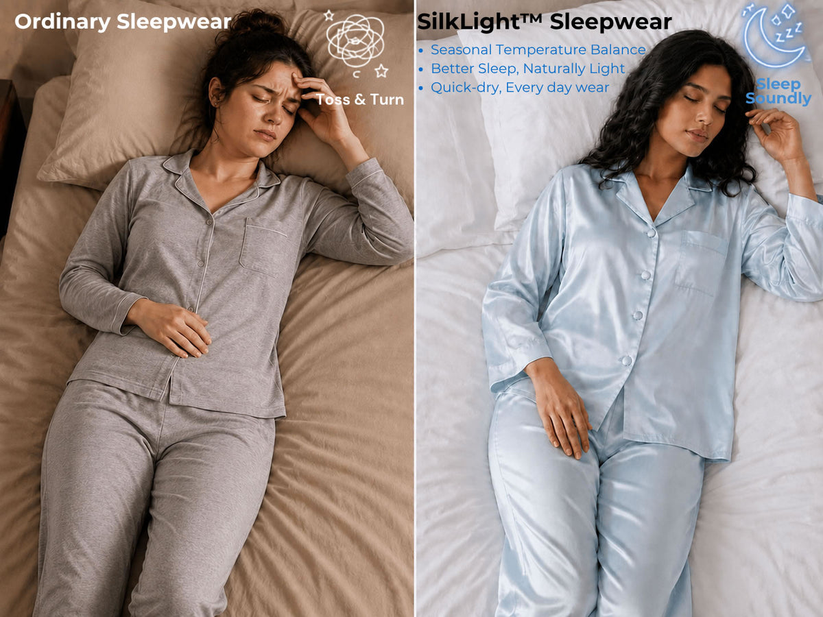 100% Mulberry Silk Women's Long Sleeve Pajamas Set - Detail 1