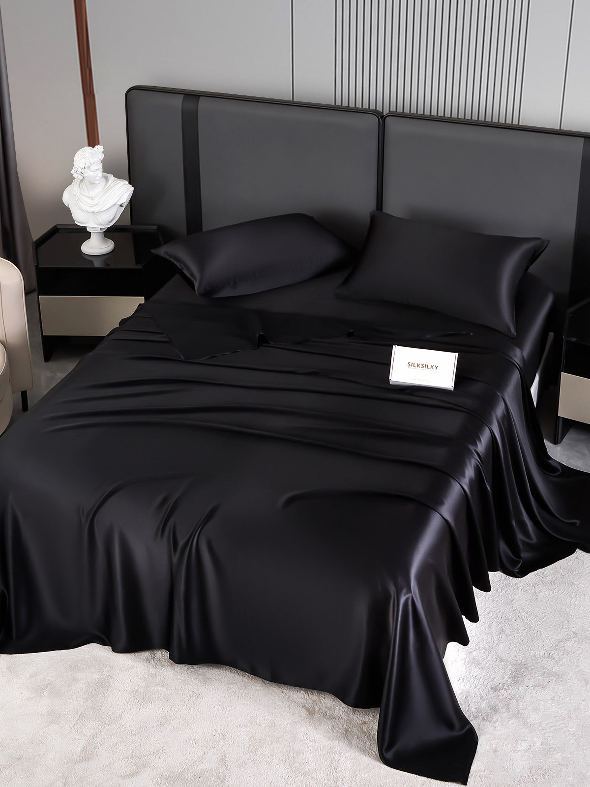 [Black] SilkSilky  Bedding Set 002
