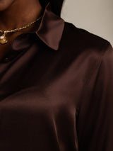 [Bitter Chocolate] SilkSilky  Long Sleeve Lapel Collar Women's Shirts 003