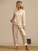 [Champagne] SilkSilky  Long Sleeve Lapel Collar Women's Pajamas 001