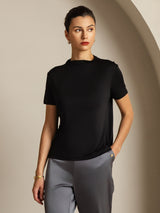 [Black] SilkSilky  Short Sleeve Women's T-Shirt 008