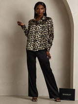 [Leopard] SilkSilky  Long Sleeve Lapel Collar Women's Shirts 007