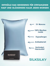 [Light Blue] 19 momme light blue Mulberry silk pillowcase set with hypoallergenic and antibacterial benefits 002