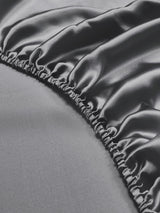 [Dark Gray] Black silk fitted sheet corner with elastic edge and smooth sheen 004