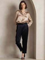 [Champagne] SilkSilky  Long Sleeve Lapel Collar Women's Shirts 006