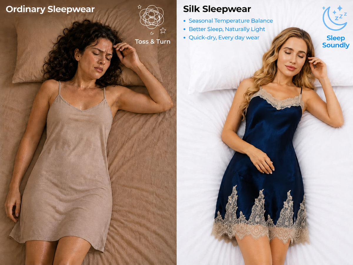 100% Mulberry Silk Spaghetti strap V-neck Short Nightgown - Detail 1