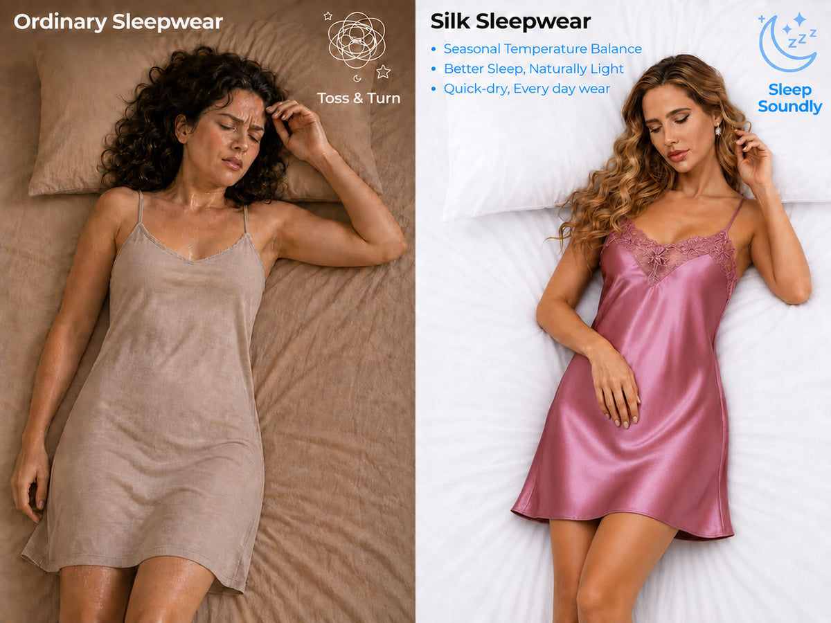 100% Mulberry Silk Lace V-neck Sexy Nightgown - Detail 1