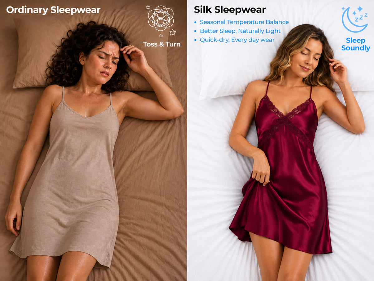 100% Mulberry Silk Spaghetti Strap V-neck Mini Nightgown with Lace V-Back Design - Detail 1