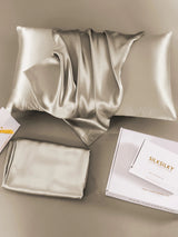 [Khaki] Champagne beige 100% mulberry silk pillowcases with glossy sheen and SilkSilky packaging 004