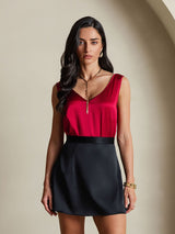 [Wine] SilkSilky  Sleeveless V Neck Camisole Top 003