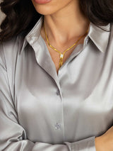 [Light Gray] SilkSilky  Long Sleeve Lapel Collar Women's Shirts 006