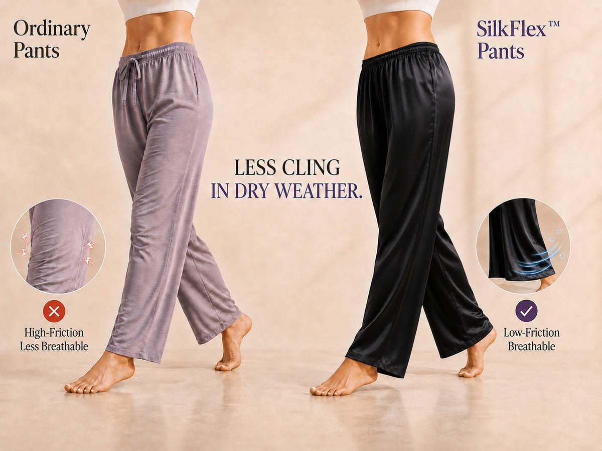 19Momme Silk Wide Leg Women's Pants with Elastic Waist Design - Detail 1