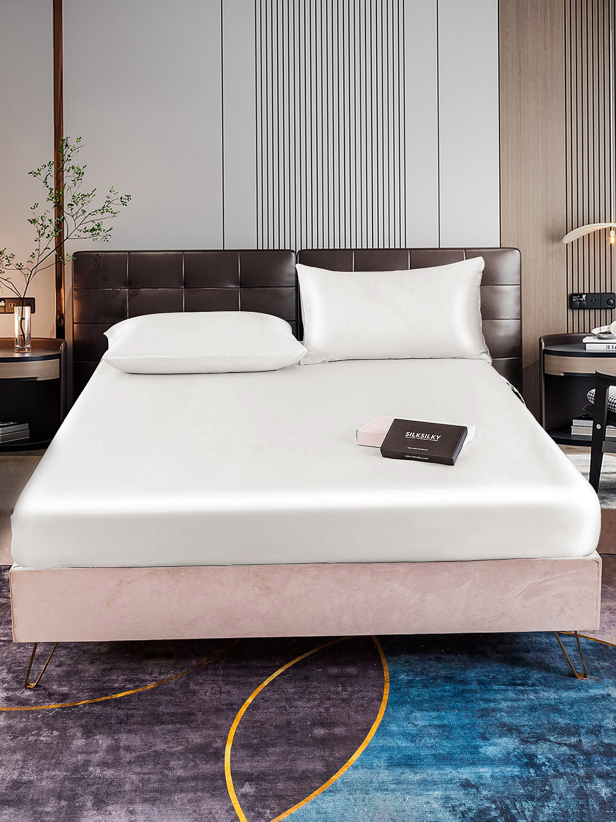 [White] SilkSilky  Bedding Set 001