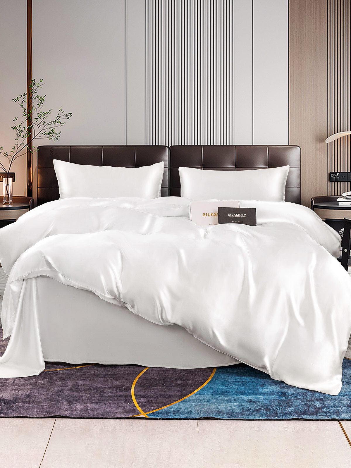 [White] SilkSilky  Bedding Set 001