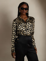 [Leopard] SilkSilky  Long Sleeve Lapel Collar Women's Shirts 003