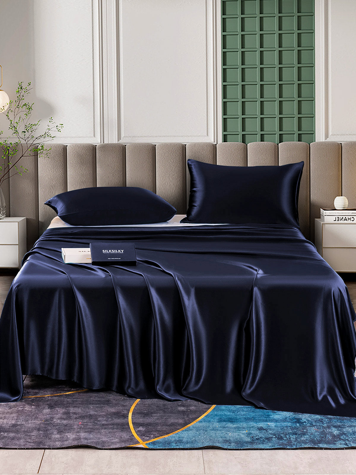 [Dark Blue] SilkSilky  Bedding Set 001