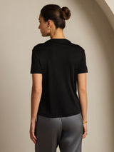 [Black] SilkSilky  Short Sleeve Women's T-Shirt 002