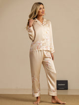 [Champagne] SilkSilky  Long Sleeve Lapel Collar Women's Pajamas 003