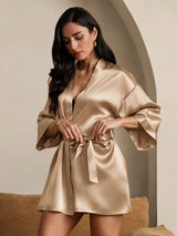 [Champagne Gold] SilkSilky  3/4 Sleeve Women's Robe 003