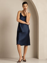[Dark Blue] SilkSilky  Spaghetti Strap U Neck Dress 004