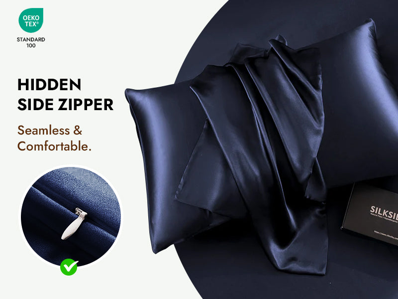 100% Mulberry Silk Pillowcase - Hidden Zipper - Detail 2