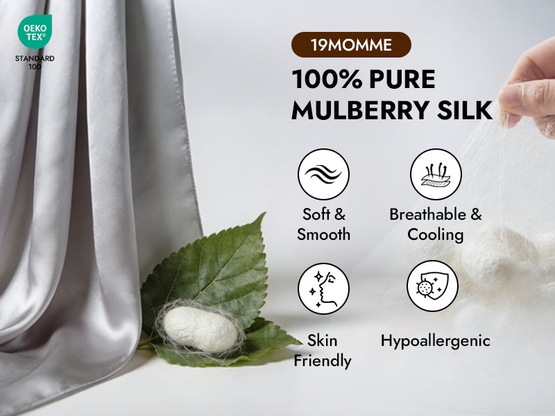 19Momme 100% Mulberry Silk Pillowcase - Hidden Zipper - Detail 2