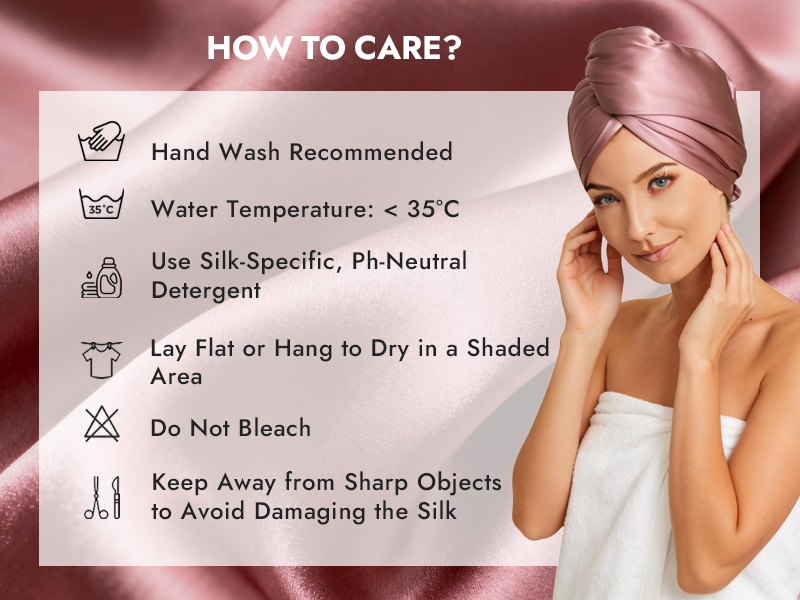 100% Mulberry Silk Double-Sided Hair Towel Wrap – Quick Dry, Frizz Free & Gentle on Hair - Detail 4