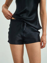 [Black] SilkSilky  Spaghetti Strap V Neck Camisole Set 005
