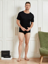 [Black] SilkSilky  Short Sleeve Crew Neck Men's T-Shirt 007
