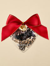 [Group] SilkSilky holiday ornament gift box with 3 mulberry silk scrunchies and red bow 001