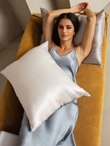 [LightGray+White] SilkSilky 19Momme Pure Silk Pillowcase 004