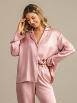 [Peach Skin] SilkSilky  Long Sleeve Lapel Collar Women's Pajamas 007
