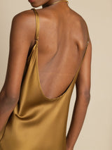 [Brown] SilkSilky  Spaghetti Strap U Neck Dress 005