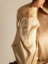 [Champagne] SilkSilky  Long Sleeve Lapel Collar Women's Shirts 006