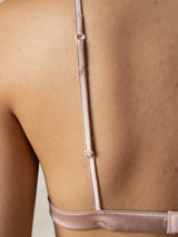 [Pale Mauve] Silk jersey wireless bra back view with adjustable strap in blush pink 006