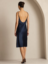 [Dark Blue] SilkSilky  Spaghetti Strap U Neck Dress 002