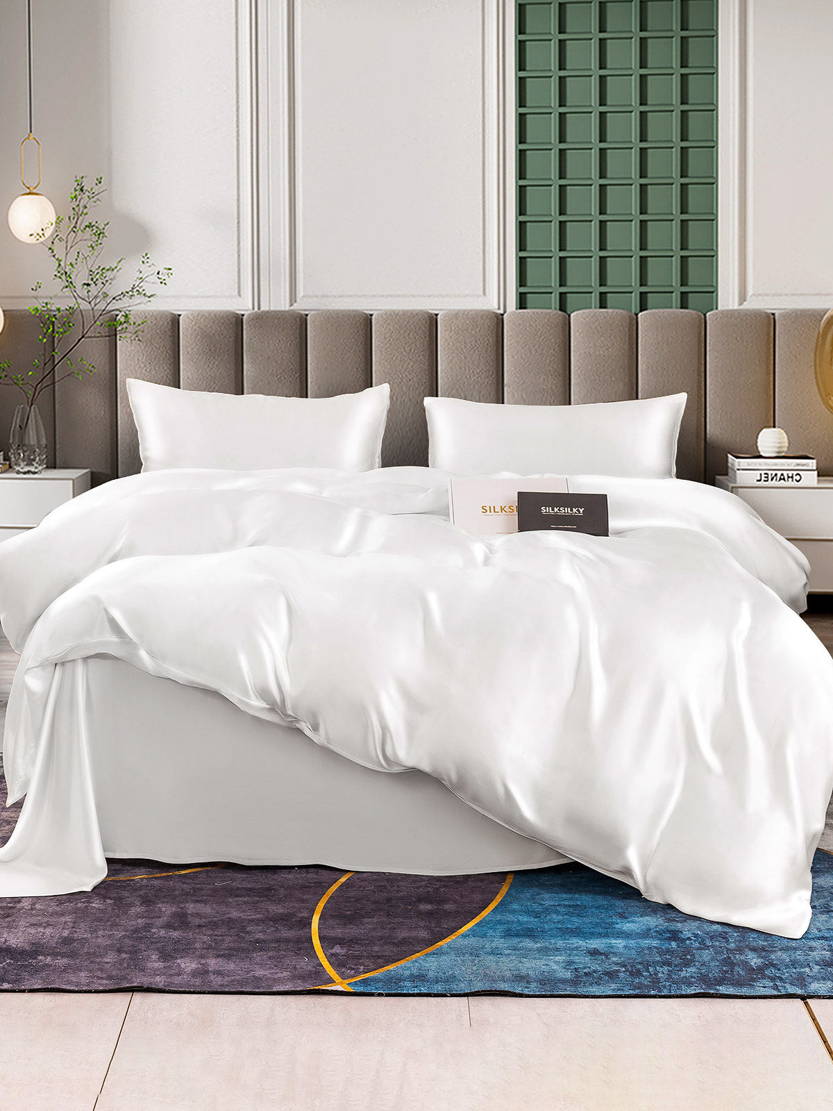 [White] SilkSilky  Bedding Set 001
