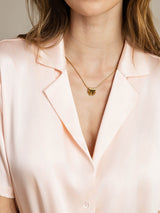 [Pink] SilkSilky  Short Sleeve Lapel Collar Women's Shirts 004