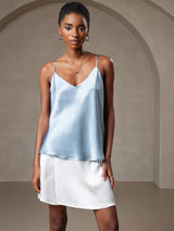 [Grayish Blue] SilkSilky  Spaghetti Strap V Neck Camisole Top 003