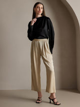 [Black] SilkSilky  Long Sleeve Boat Neck Women's Blouse 007
