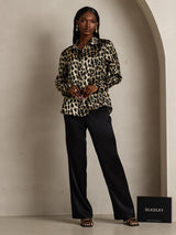 [Leopard] SilkSilky  Long Sleeve Lapel Collar Women's Shirts 008