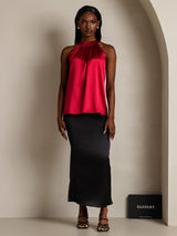[Wine] SilkSilky  Sleeveless Halter Women's T-Shirt 008