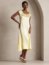 [Light Yellow] SilkSilky  Cap Sleeve Dress 003