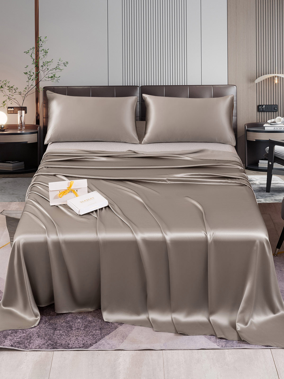 [Gray] SilkSilky  Bedding Set 001