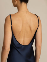 [Dark Blue] SilkSilky  Spaghetti Strap U Neck Dress 005