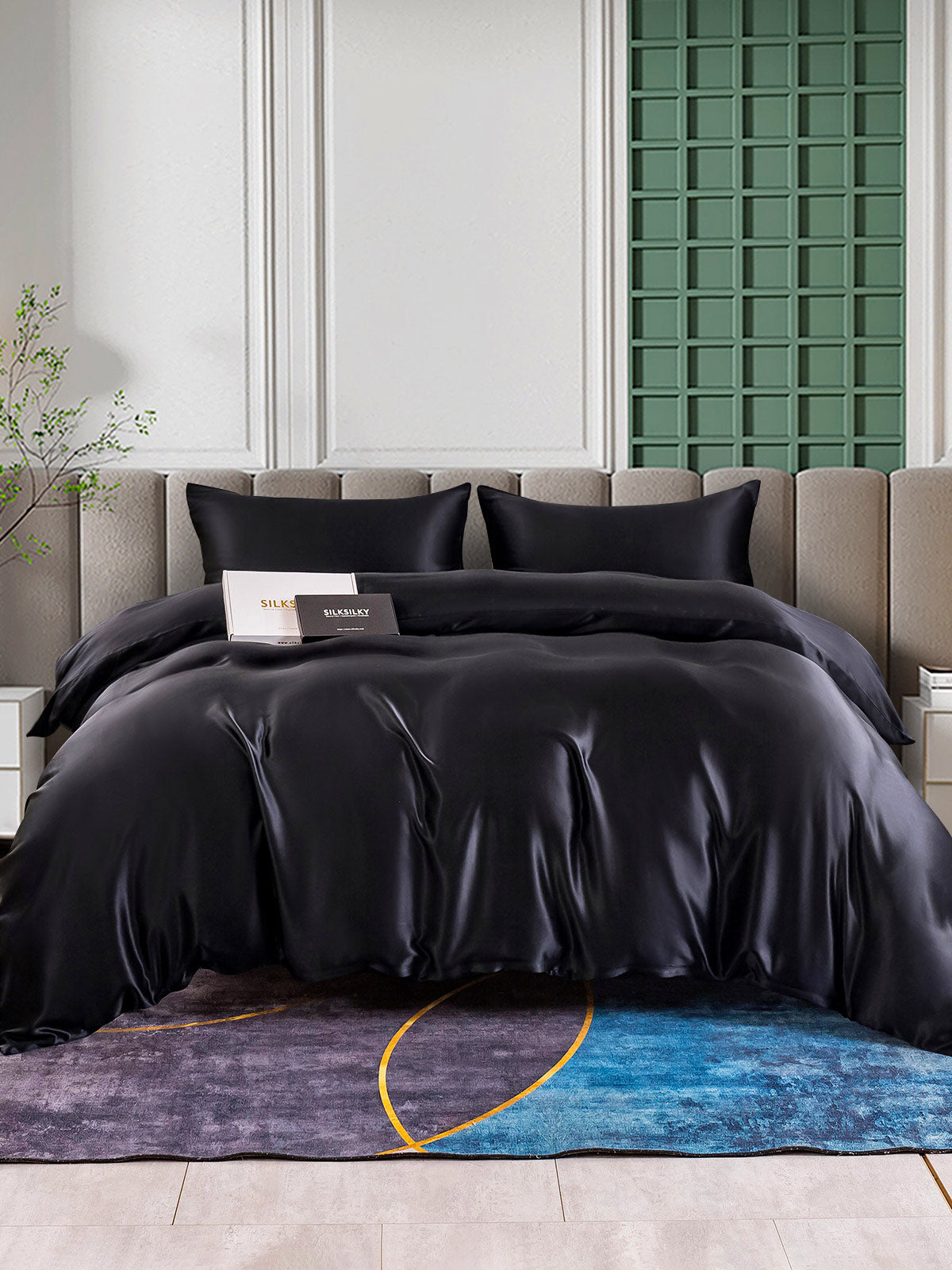 [Black] SilkSilky  Bedding Set 002