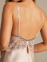 [Pink] SilkSilky  Spaghetti Strap Deep V Neck Nightgown 004