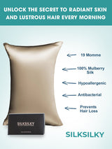 [Khaki] 19 Momme 100% mulberry silk pillowcase, hypoallergenic, antibacterial, hidden zipper 002